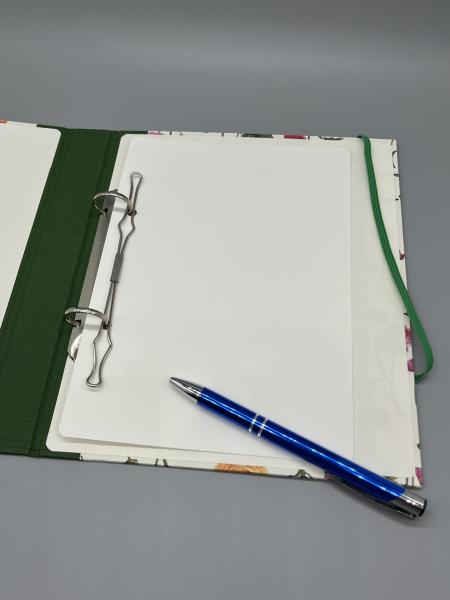Ringbuch Hefter A5 Blumen Garten grün innen Ringmechanik Stift